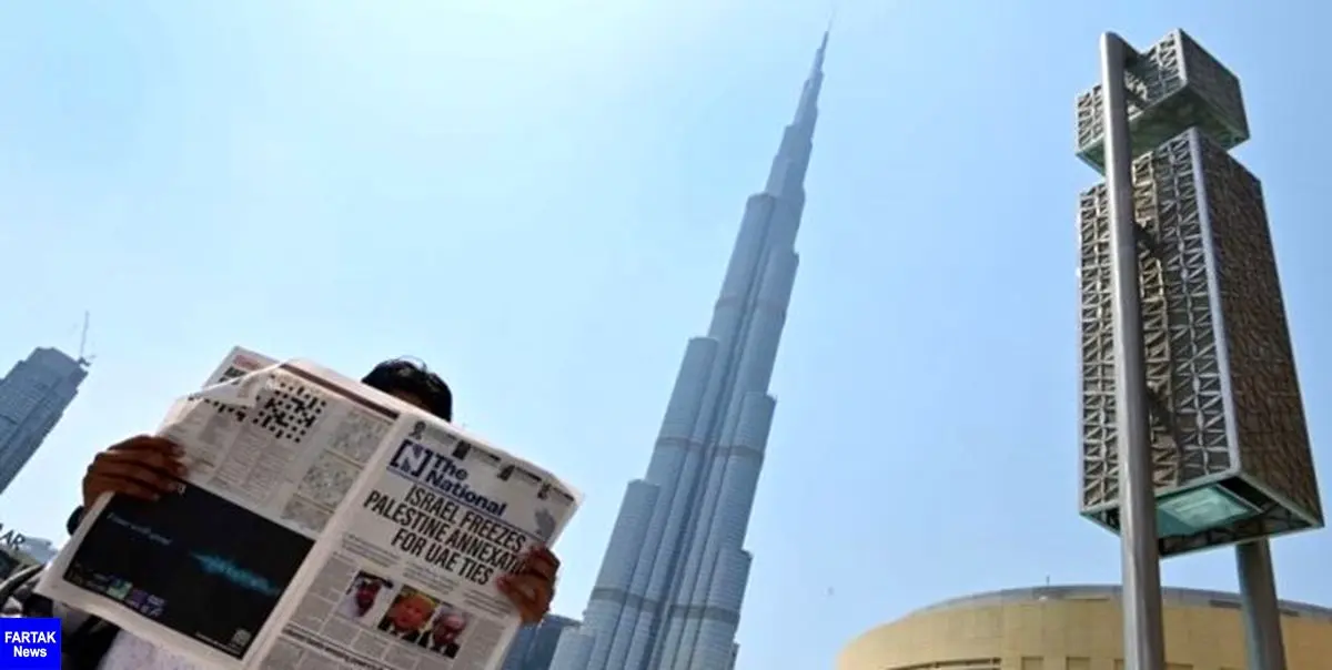 گزارش علنی خبرنگاران صهیونیست در برابر برج خلیفه دُبی برای اولین بار