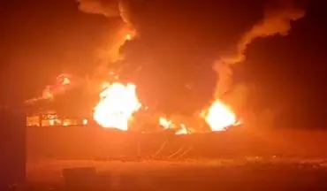 آتش سوزی انبار کارخانه ای در «اخی جهان» آذرشهر 