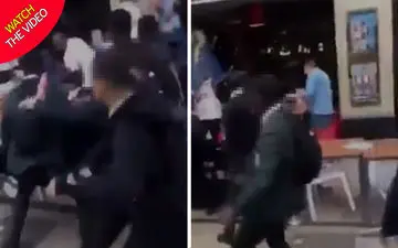 لحظه حمله دسته جمعی دانش آموزان به افراد محلی!