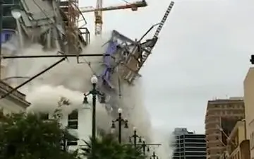 لحظه وحشتناک فرو ریختن هتلی در آمریکا 