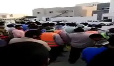 اعتصاب و اعتراض کارگران عربستانی به دلیل دریافت نکردن حقوق+فیلم