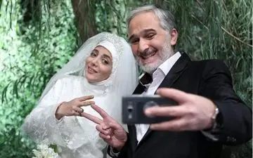 سلفی بیژن بنفشه خواه و رویا میرعلمی با لباس عروس و دامادی (عکس)