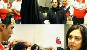 خانم بازیگر در هلال احمر تهران برای کمک به زلزله زدگان | عکس