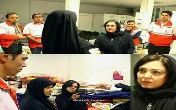 خانم بازیگر در هلال احمر تهران برای کمک به زلزله زدگان | عکس