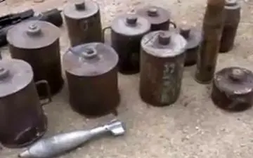 کارگاه سلاح به جا مانده از تروریست‌ها درحمص + فیلم