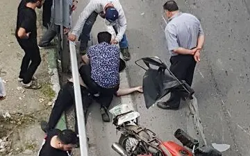 مرگ دردناک راننده موتورسوار در اتوبان حکیم