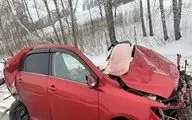 ویدیو/ لحظه وحشتناک سبقت مرگبار راننده زن در جاده‌ یخ زده!