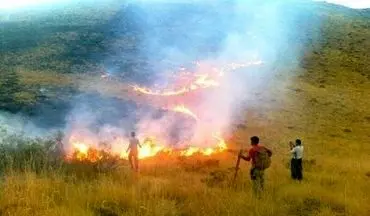 آتش سوزی در اراضی اطراف یافته کوه لرستان