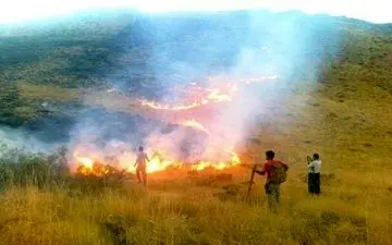 آتش سوزی در اراضی اطراف یافته کوه لرستان
