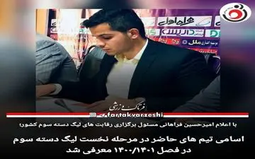 اسامی تیم های حاضر در مرحله نخست لیگ دسته سوم در فصل ۱۴۰۰/۱۴۰۱ معرفی شد