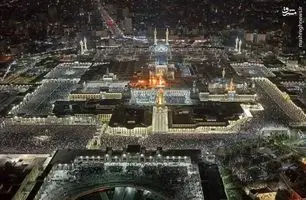 تصویر هوایی از حضور میلیونی زائران رضوی در لحظه تحویل سال