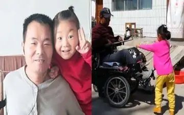 فداکاری ستودنی دختر خردسال در مراقبت از پدر معلولش! + فیلم