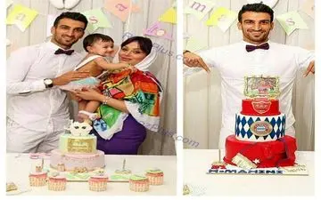 جشن تولد فوتبالیست مشهور کنار همسر و فرزندش+عکس
