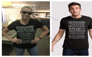 تی شرت عذر خواهی با 14 زبان به خاطر انتخاب ترامپ +عکس 