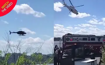 لحظه سقوط هلی کوپتر به داخل رودخانه