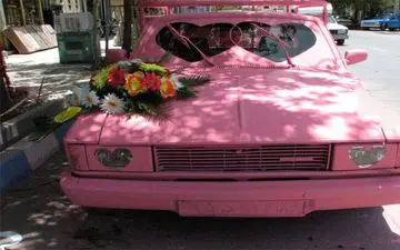  ماشین عروس صورتی خاص!/ عکس