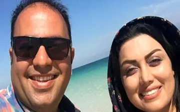 تیپ متفاوت علی اوجی و خانم بازیگر در کنار دریا! + عکس