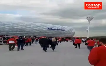 حال و هوای بیرون آلیانس آرنا پیش از شروع بازی رئال مادرید و بایرن مونیخ + فیلم