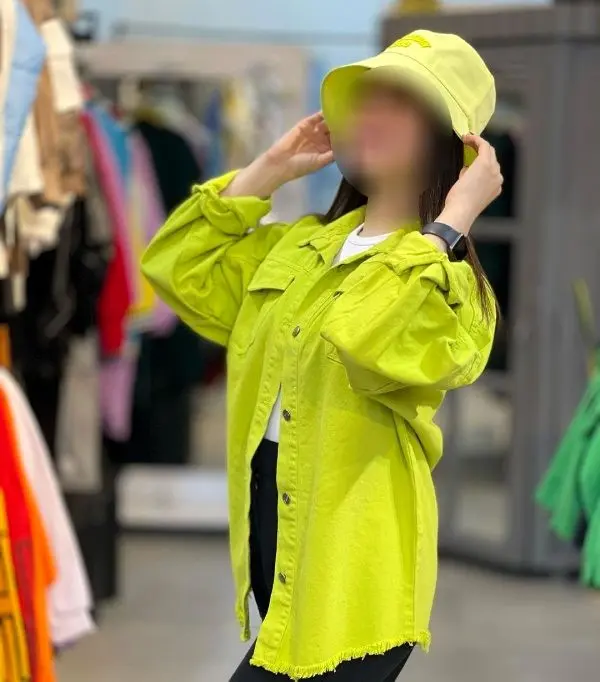 شومیز کتان دخترانه رنگ خفن زرد فسفری