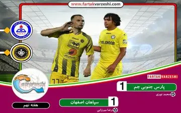 خلاصه بازی پارس جنوبی جم 1 - 1 سپاهان + فیلم