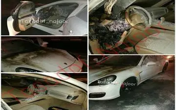 آتش گرفتن پورشه در ایران (عکس)