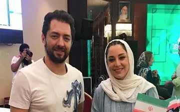 «بهرام رادان» و «شیرین صمدی» در یک مهمانی فوتبالی! + عکس