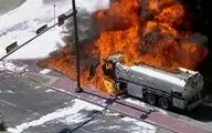 آتش سوزی تانکر حامل سوخت در ناغان چهارمحال و بختیاری + ویدئو