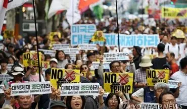 
تظاهرات گسترده شهروندان کره‌ای علیه ترامپ + فیلم