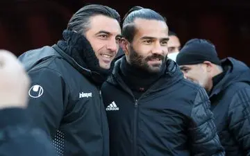 قاب یادگاری شجاعی و رحمتی پیش از شروع دیدار تراکتور - شهرخودرو