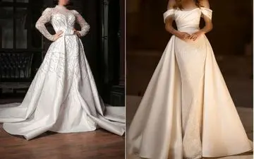 لباس عروس دودامنه؛ جدیدترین ترند لاکچری برای شب رویایی شما
