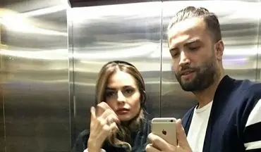 تیپ بنیامین بهادری و همسرش در آسانسور