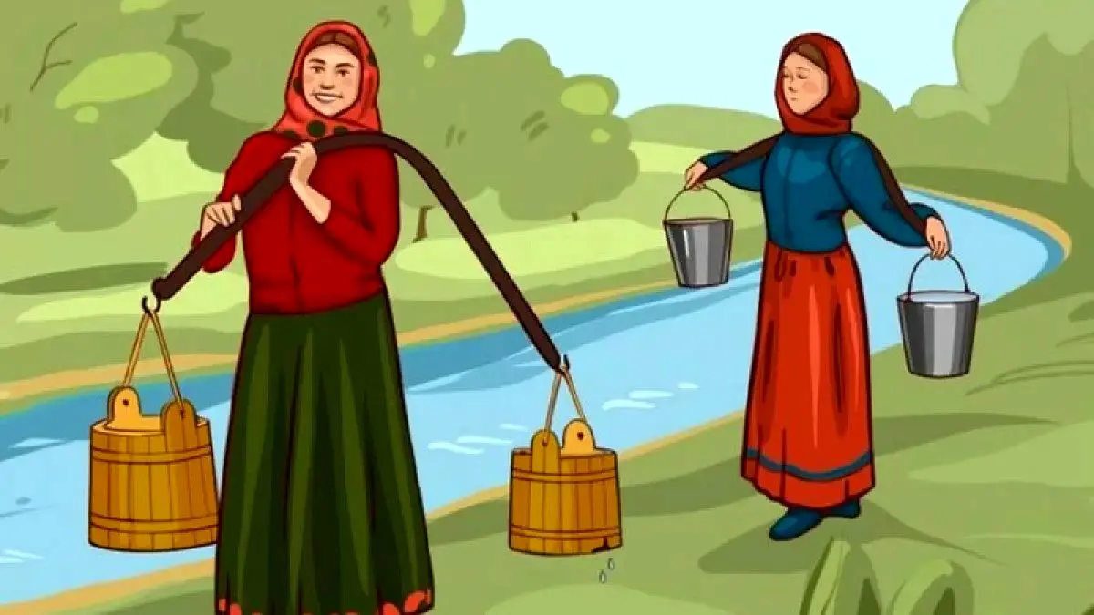 یکی از زن‌ها آب بیشتری حمل می‌کند| باهوش ها پاسخ دهند+ جواب معما