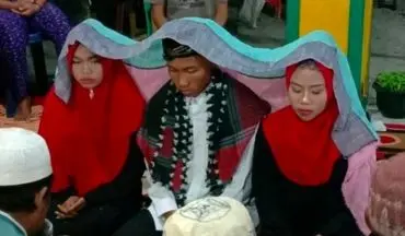 ازدواج همزمان داماد اندونزیایی با دو دختر مورد علاقه اش! 