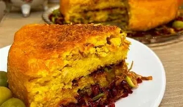 کیک ته چین مرغ و بادمجان خوشمزه و مجلسی رو این طوری درست کن/ معرکه است