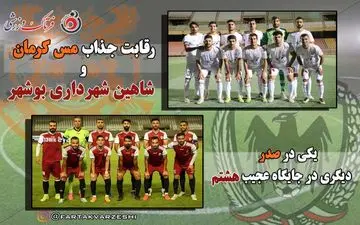 رقابت جذاب مس کرمان و شاهین شهرداری بوشهر/ یکی در صدر دیگری در جایگاه عجیب هشتم