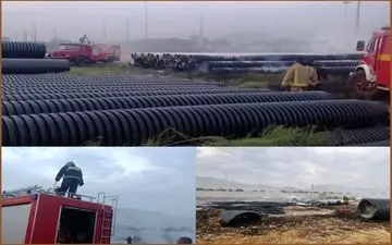 آتش سوزی در انبار ضایعات شرکت آب و فاضلاب کرمانشاه/ آتش‌ مهار شد