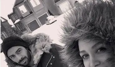 سلفی روناک یونسی و همسرش در هوای برفی بهار! (عکس)