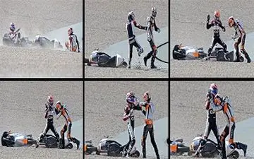 درگیری موتورسواران وسط مسابقات قهرمانی + فیلم 