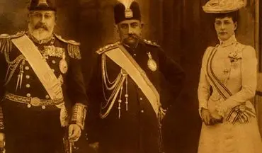 ژست مظفرالدین شاه در کنار پادشاه و ملکه (+عکس)