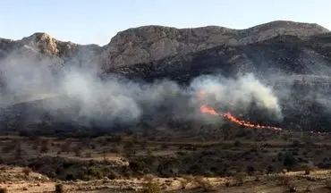  آتش سوزی در ارتفاعات برناج کرمانشاه همچنان ادامه دارد