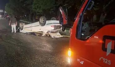 ۷ مصدوم بر اثر واژگونی خودرو سمند در کمربندی غربی کرمانشاه