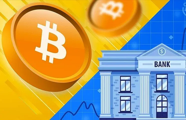 A bitcoin coin and a building AI-generated content may be incorrect.
