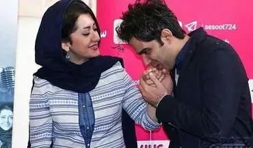  آقای بازیگر در حال بوسیدن دست همسرش +عکس