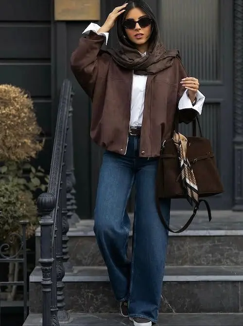 استایل پاییزی با بامبر جکت