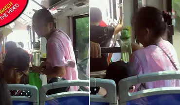 رفتار غیرمعقول زن سالخورده با کودک خردسال در داخل اتوبوس! 