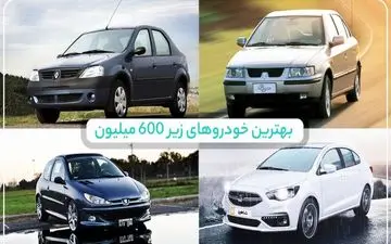 
بهترین خودروهای زیر 600 میلیون در بازار ایران+ تصاویر