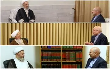 قالیباف با آیات‌ عظام مکارم شیرازی، جوادی‌آملی و سبحانی دیدار کرد