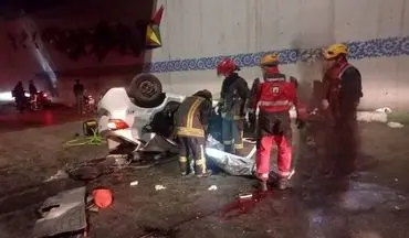 حادثه هولناک در مشهد: سقوط مرگبار تیبا از پل بر روی موتورسیکلت با ۱ کشته و ۵ مصدوم