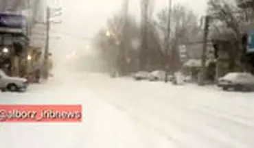 بارش شدید برف در جاده چالوس و هشدار پلیس راه