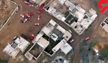 تصاویر هوایی انفجار خودرو انتحاری در بین تجمع خودروها در سوریه + فیلم 